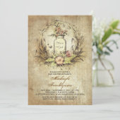 ヴィンテージフローラメーソンジャー田舎のベビーシャワー 招待状 (スタンド正面)