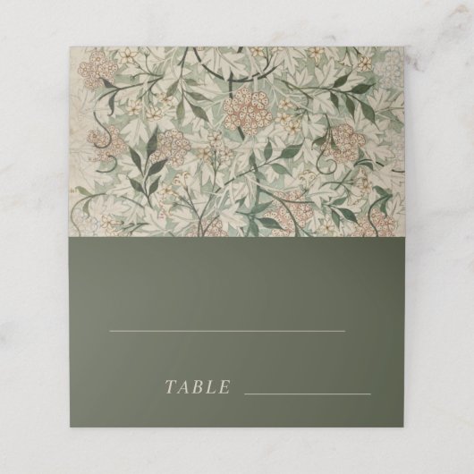 ヴィンテージフローラモスグリーンガーエレガントデン プレイスカード (外部開封)