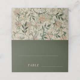 ヴィンテージフローラモスグリーンガーエレガントデン プレイスカード