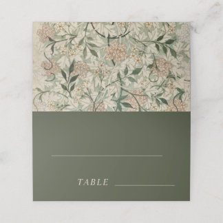 ヴィンテージフローラモスグリーンガーエレガントデン プレイスカード