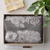 ヴィンテージフローラモダンアイボリー&グレーボタニカルシック 薄葉紙 (ギフト)