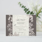 ヴィンテージフローラモダンウェディングRSVP返信 出欠カード (スタンド正面)