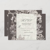 ヴィンテージフローラモダンウェディングRSVP返信 出欠カード (正面/裏面)