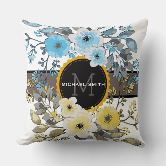 ヴィンテージフローラモダンモノグラム#6 クッション (正面)