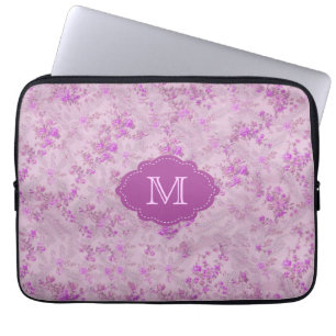 ヴィンテージフローラモノグラムケース、紫の色合い ラップトップスリーブ