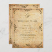 ヴィンテージフローラモノグラムリハーサルディナーカード 招待状 (正面/裏面)