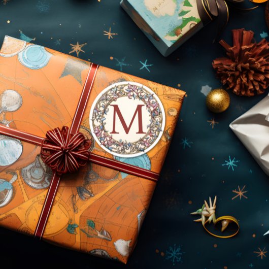 ヴィンテージフローラモノグラムリース ラウンドシール