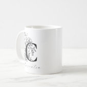 ヴィンテージフローラモノグラムレターC名コーヒーマグ コーヒーマグカップ (正面左)