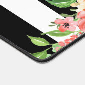 ヴィンテージフローラモノグラム白黒ストライプのカスタム デスクマット (コーナー)