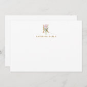 ヴィンテージフローラモノグラム金ゴールドレターKノートカード ノートカード (正面/裏面)