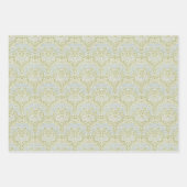 ヴィンテージフローラモリスブルーフラワーグリーン葉 ラッピングペーパーシート (正面3)