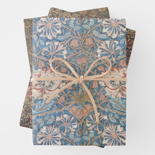 ヴィンテージフローラモリス模様ハニーサックル花 ラッピングペーパーシート (インサイチュ)