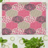 ヴィンテージフローラモロッコパターンピンク キッチンタオル (折り畳み)