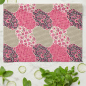 ヴィンテージフローラモロッコパターンピンク キッチンタオル (折り畳み)