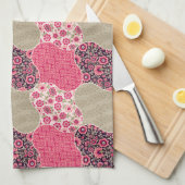 ヴィンテージフローラモロッコパターンピンク キッチンタオル (四つ折り)