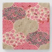 ヴィンテージフローラモロッコパターンピンク ストーンコースター (正面)