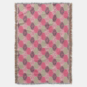 ヴィンテージフローラモロッコパターンピンク スローブランケット (正面縦)