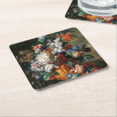 ヴィンテージフローラヤン・ファン・ホイサム・ブーケ・オブ・フラワー スクエアペーパーコースター (アングル)