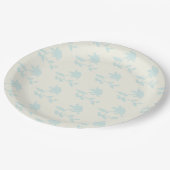 ヴィンテージフローラライトブルーとクリームパターン ペーパープレート (アングル)