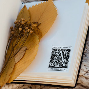 ヴィンテージフローラライブラリからのモノグラム文字A ラバースタンプ