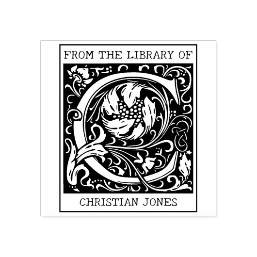 ヴィンテージフローラライブラリからのモノグラム文字C ラバースタンプ (インプリント)