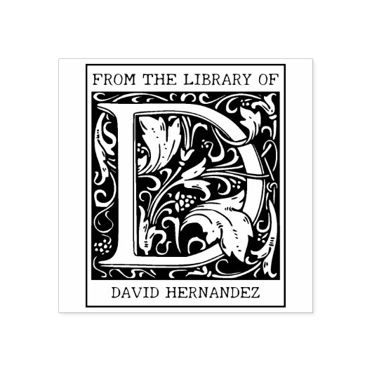 ヴィンテージフローラライブラリからのモノグラム文字D ラバースタンプ (インプリント)