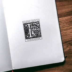 ヴィンテージフローラライブラリからのモノグラム文字F ラバースタンプ