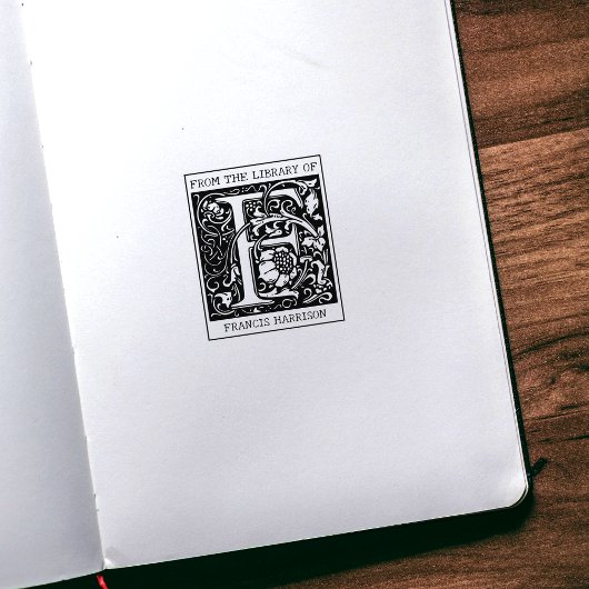 ヴィンテージフローラライブラリからのモノグラム文字F ラバースタンプ