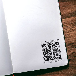 ヴィンテージフローラライブラリからのモノグラム文字J ラバースタンプ