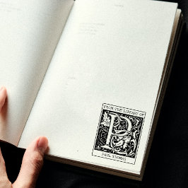 ヴィンテージフローラライブラリからのモノグラム文字P ラバースタンプ