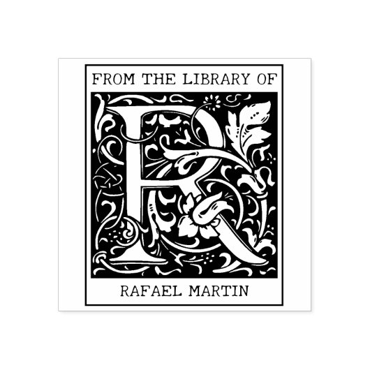 ヴィンテージフローラライブラリからのモノグラム文字R ラバースタンプ (インプリント)