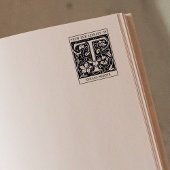 ヴィンテージフローラライブラリからのモノグラム文字T ラバースタンプ