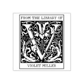 ヴィンテージフローラライブラリからのモノグラム文字V ラバースタンプ (インプリント)