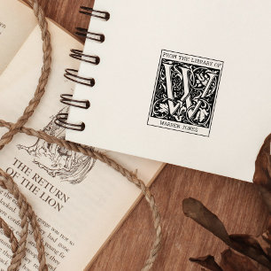 ヴィンテージフローラライブラリからのモノグラム文字W ラバースタンプ