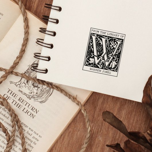 ヴィンテージフローラライブラリからのモノグラム文字W ラバースタンプ