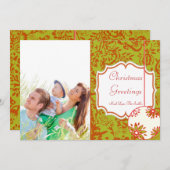 ヴィンテージフローラライムグリーンクリスマスフォトカード シーズンカード (正面/裏面)