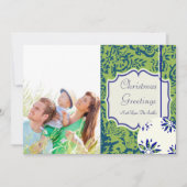 ヴィンテージフローラライムグリーンクリスマスフォトカード シーズンカード (正面)