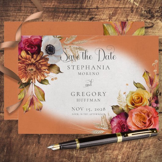 ヴィンテージフローララスト&明るい赤紫色結婚ズ セーブザデート