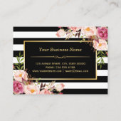 ヴィンテージフローララッピングのまわりに白黒ストライプ 名刺 (裏面)