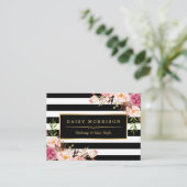 ヴィンテージフローララッピングのまわりに白黒ストライプ 名刺 (スタンド正面)