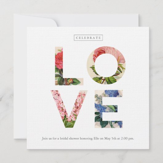 ヴィンテージフローララブブライダルシャワー招待 招待状 (正面)