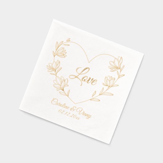 ヴィンテージフローララブ名前をカスタムすると日付 箔ナプキン (左)