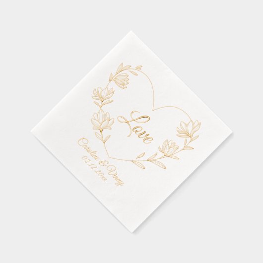 ヴィンテージフローララブ名前をカスタムすると日付 箔ナプキン (右)