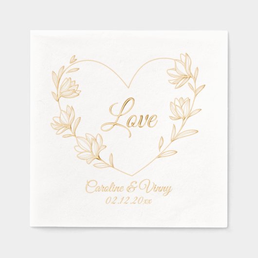 ヴィンテージフローララブ名前をカスタムすると日付 箔ナプキン (正面)