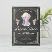 ヴィンテージフローラランジェリーブライダルシャワー招待 招待状 (スタンド正面)