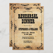ヴィンテージフローラリハーサルディナーカード 招待状 (正面/裏面)