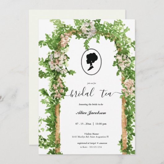 ヴィンテージフローラリージェンシーブライダルシャワー 招待状 (正面/裏面)