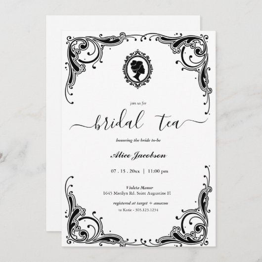 ヴィンテージフローラリージェンシーブライダルシャワー 招待状 (正面/裏面)