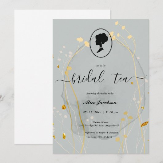 ヴィンテージフローラリージェンシーブライダルシャワー 招待状 (正面/裏面)