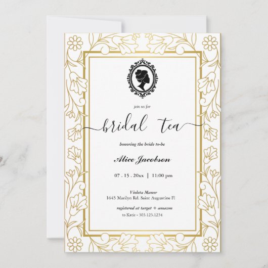 ヴィンテージフローラリージェンシーブライダルシャワー 招待状 (正面)